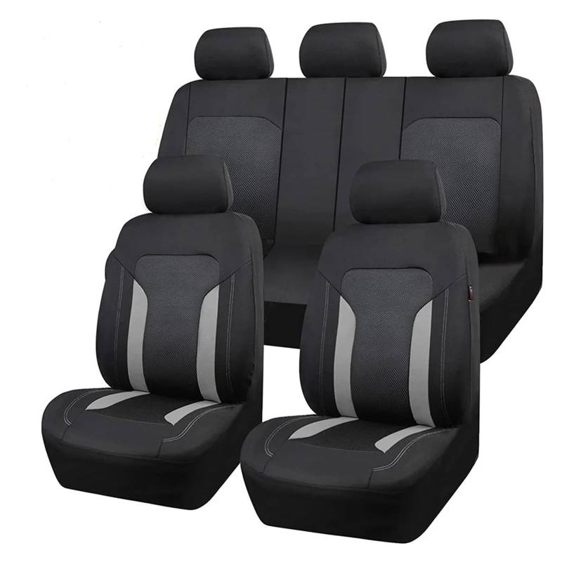 Auto Schonbezüge Universelles Netz-Autositzbezug-Set Für Die Meisten Autos SUVs LKWs Und Transporter Mit Reißverschluss Und Airbag-kompatibel Autositzbezüge(Gray 5 Seat Set) von Drkxdt