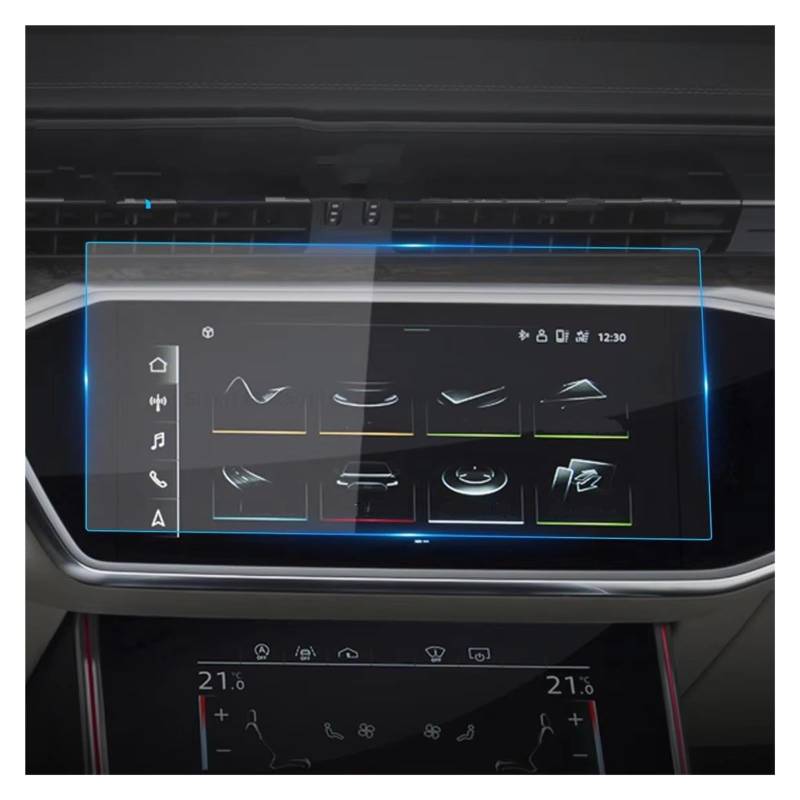 Displayschutz-Folie Für A6 C8 4K Für A7 4K8 2019~2021 Autonavigation Kratzfester Displayschutz Aus Gehärtetem Glas Filmaufkleber Radio GPS LCD-Schutz Schutzfolie von Drkxdt