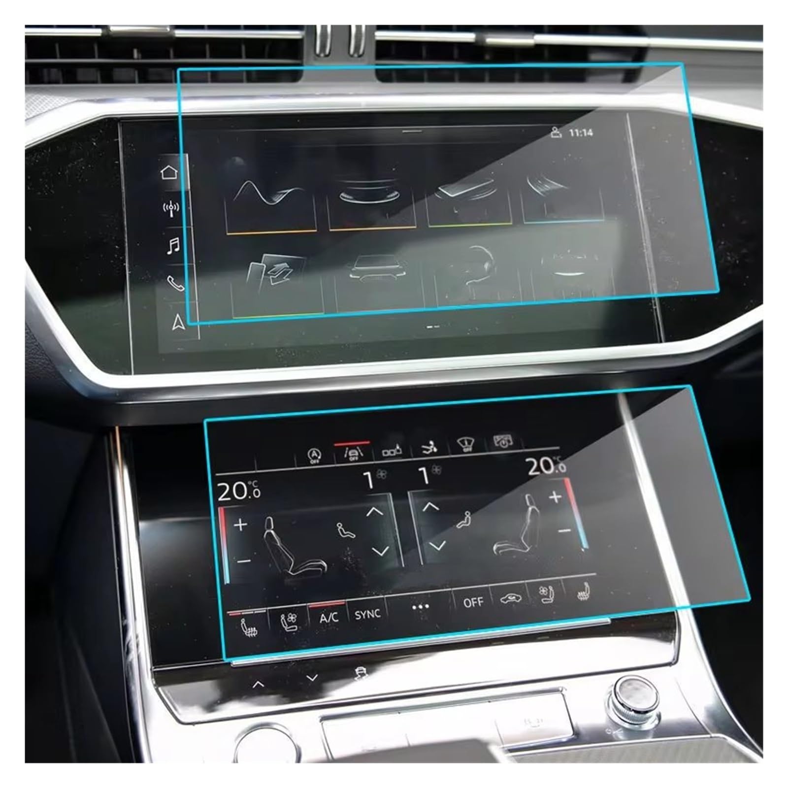 Displayschutz-Folie Für A6 Für A7 2019 2020 Auto-GPS-Navigations-Displayschutzfolie Auto-Innenraum-Displayschutz Zubehör 2-teiliges Gehärtetes Glas Schutzfolie von Drkxdt