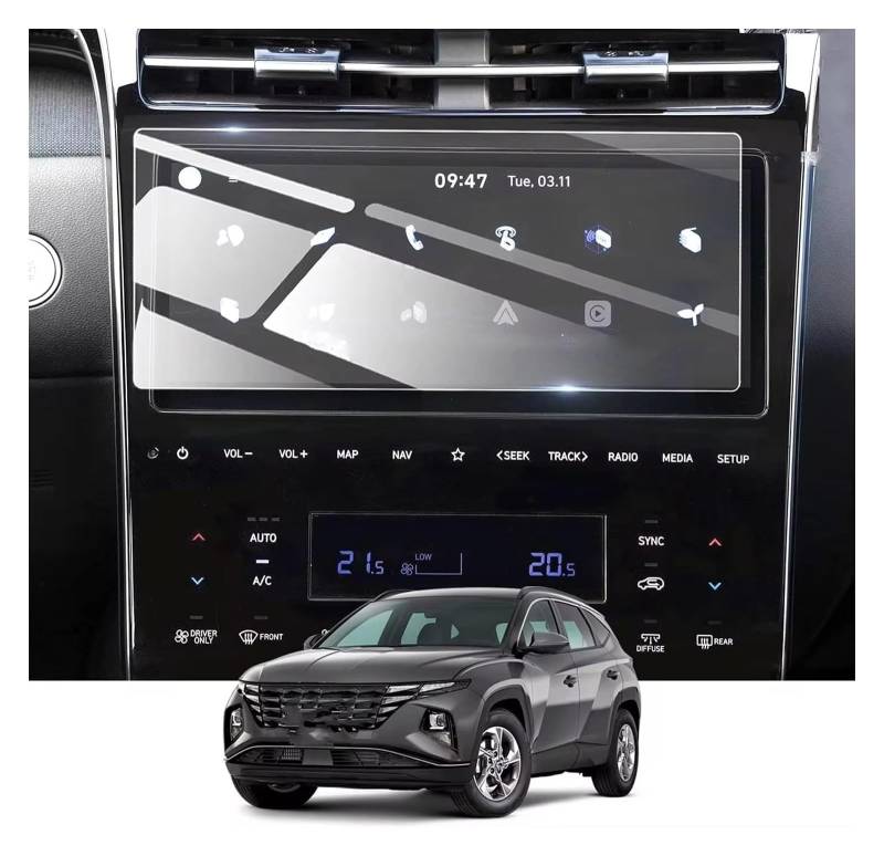 Displayschutz-Folie Für Hyundai Für Tucson NX4 2021-2023 2024 10,25 Zoll LCD-Autoradio GPS-Navigation Displayschutzfolie Aus Gehärtetem Glas Schutzfolie von Drkxdt