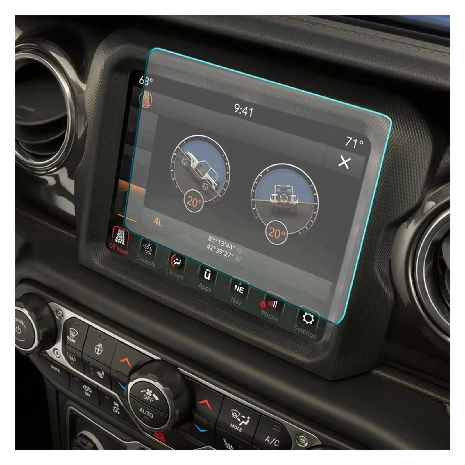 Displayschutz-Folie Für Jeep Für Wrangler JL Für Gladiator JT 2018-2023 8,4 Zoll Autonavigation Touchscreen Schutz Autoinnenraum Gehärtetes Glas Film Schutzfolie von Drkxdt