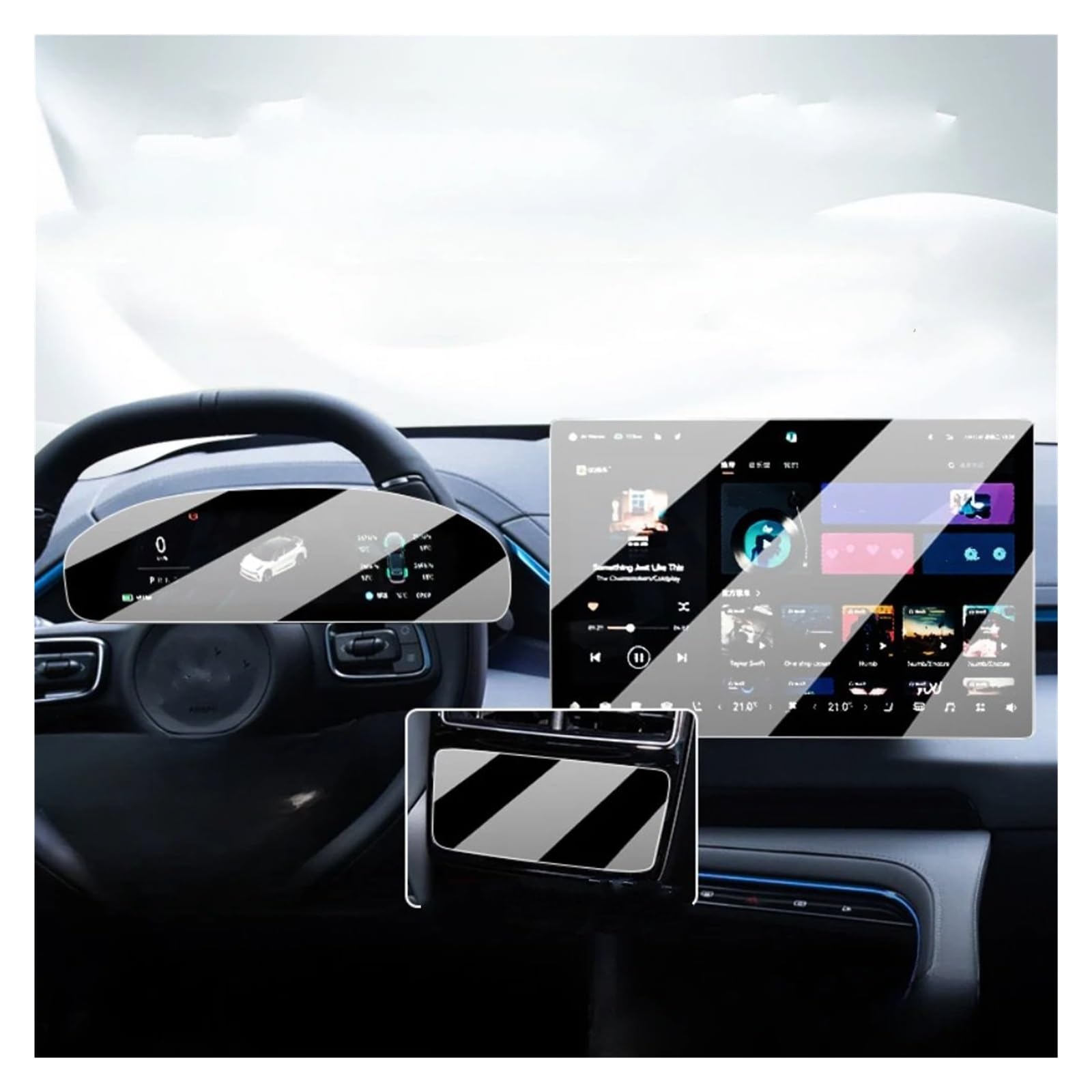 Displayschutz-Folie Für ZEEKR 001 2024 Gehärtetem Glas Auto Innen Navigation Unterhaltung Media Touch Center Display Schutz Film Schutzfolie von Drkxdt