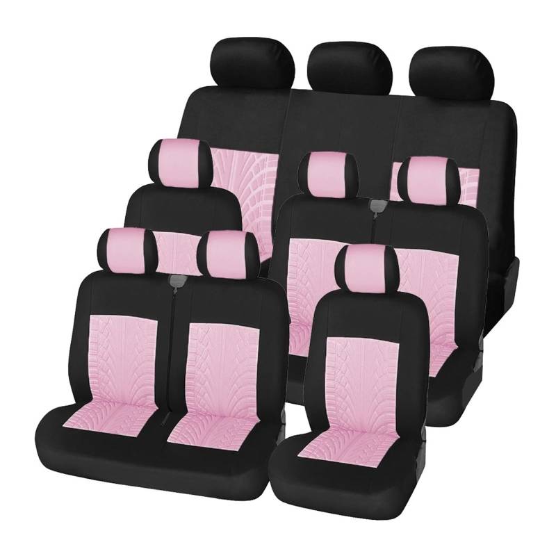 Drkxdt Auto Schonbezüge Autositzbezüge Für Zwei Sitzreihen Für Doppel-Vordersitze Für 2+1-Sitze Autositzschutz Autositzbezüge(Pink-9piece) von Drkxdt