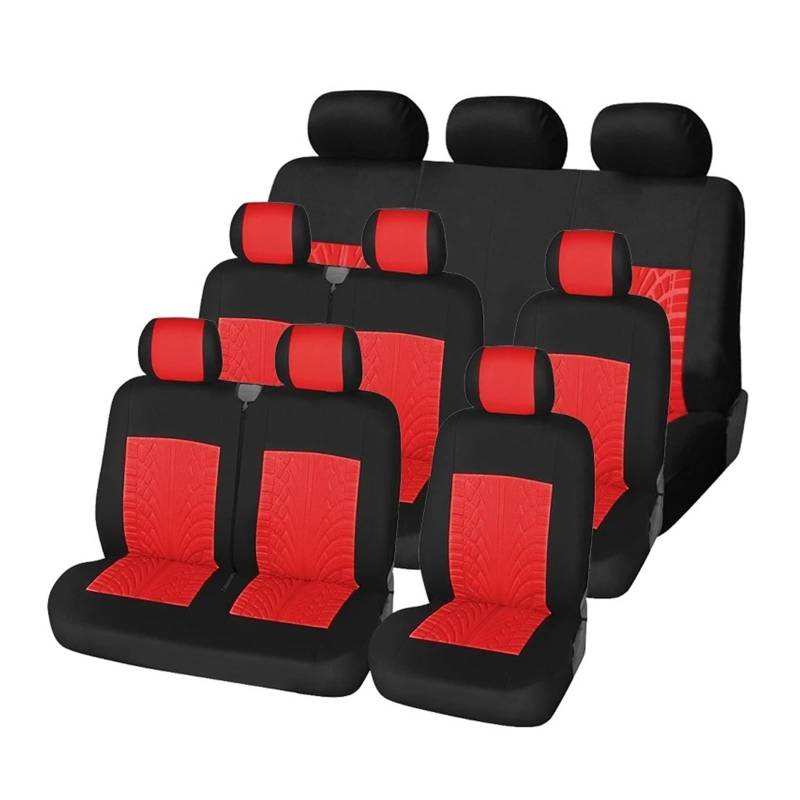 Drkxdt Auto Schonbezüge Autositzbezüge Für Zwei Sitzreihen Für Doppel-Vordersitze Für 2+1-Sitze Autositzschutz Autositzbezüge(Red-9piece) von Drkxdt