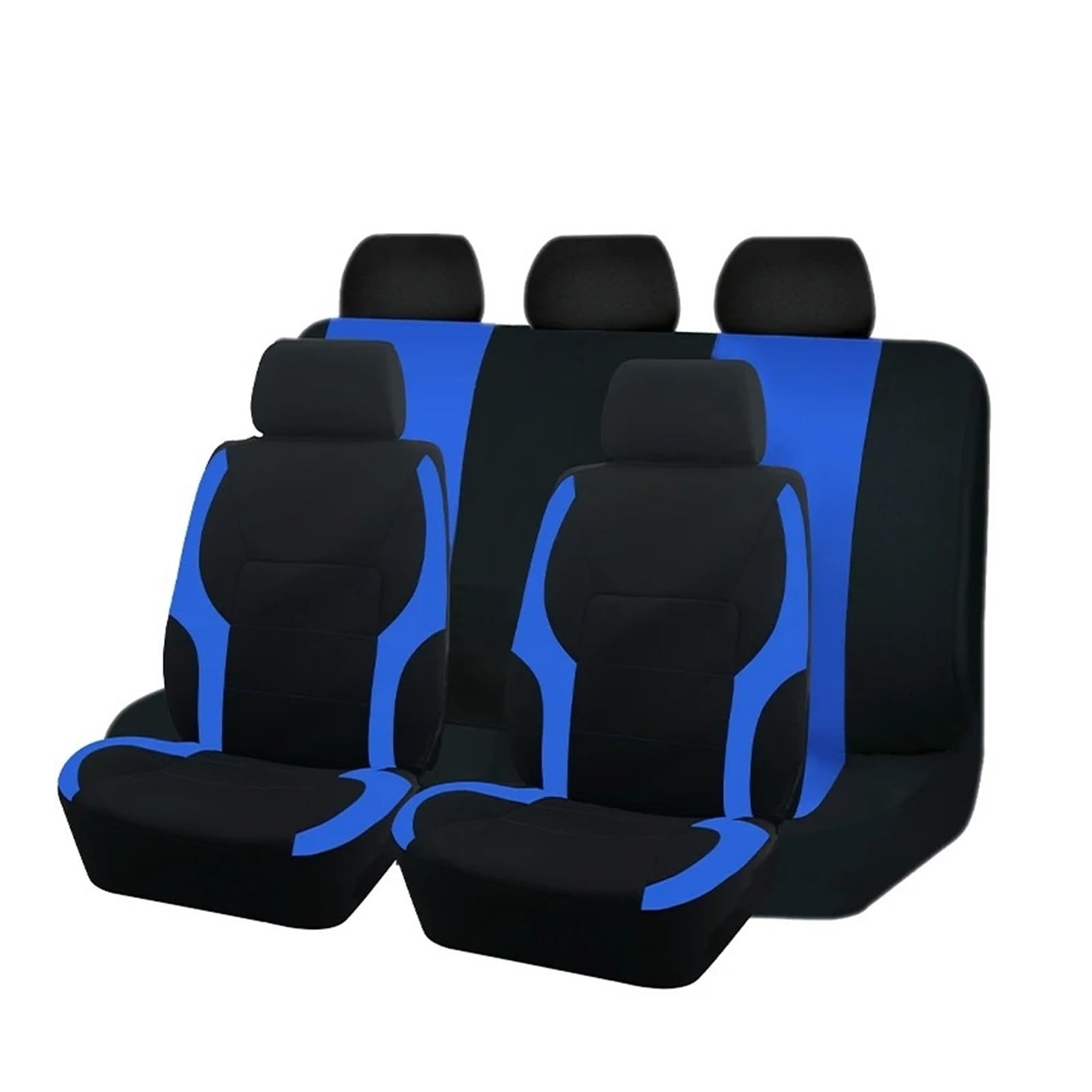 Drkxdt Auto Schonbezüge Sport Universal Polyester Autositzbezug-Set Für Die Meisten Autos Unifarbener Stoff Zweifarbig Stilvoll Autositzschutz Autositzbezüge(TypeB Blue 5 seat) von Drkxdt