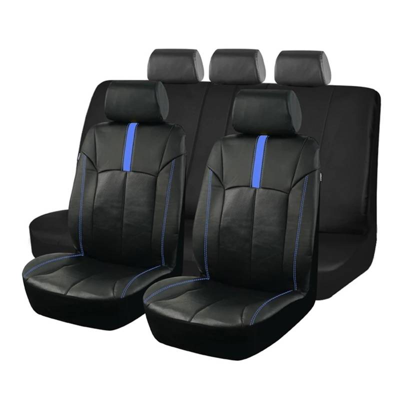 Drkxdt Auto Schonbezüge Sportlich Racing Universal Leder Autositzbezüge Set Für Die Meisten Autos SUV LKW Autozubehör Innenausstattung Autositzbezüge(Full Set Blue) von Drkxdt