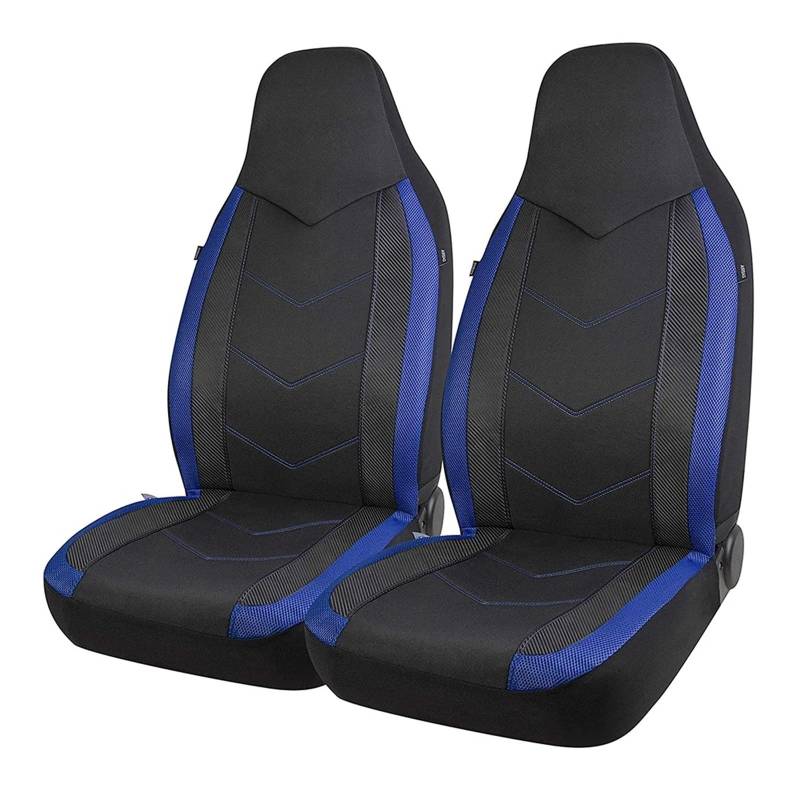 Drkxdt Auto Schonbezüge Universal 2 Vordere Sportwagensitzbezüge Netzgewebe Mit Kohlefaserstruktur Sitzkissen Für Auto SUV Van Rennsitz Autositzbezüge(AD9242-2F-Blue) von Drkxdt