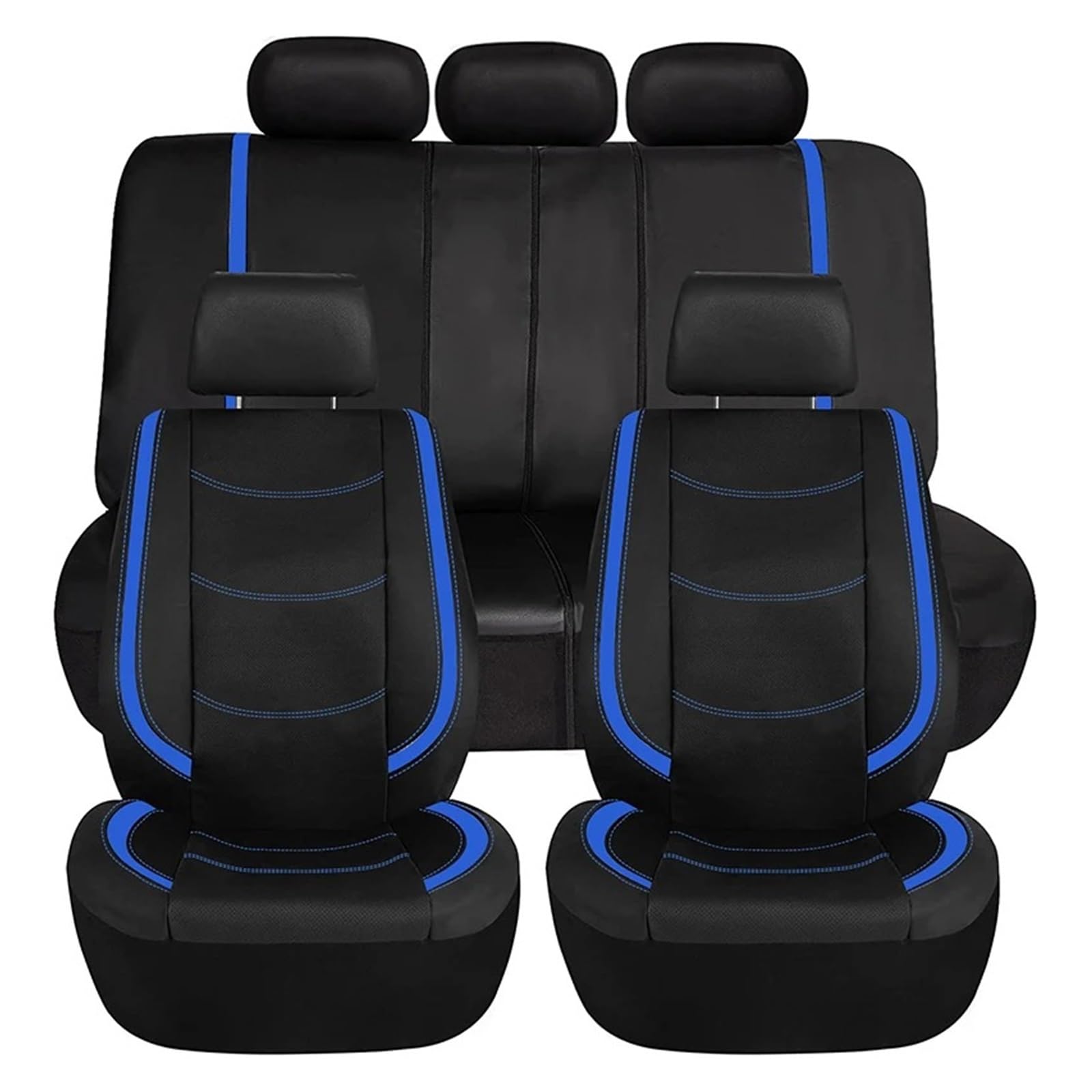 Drkxdt Auto Schonbezüge Universal Autositzbezüge Kunstleder Helles Blatt Mit 3 Reißverschlüssen Autositzkissenschutz Autositzbezüge(Blue 5 Seat) von Drkxdt