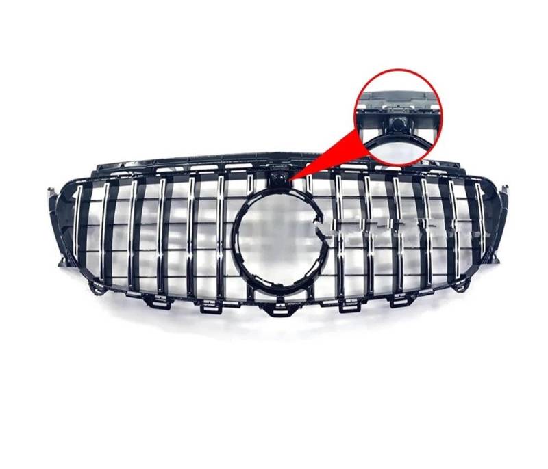 Front Kühlergrille 2016 + Front Mesh Grill Grille Coupe Front Grill Für Mercede Für E200 Für E300 Für E250 Für E320 Für E350 Für E400 Mit Kamera Loch Auto Front Gitter(Silver with cam) von Drkxdt