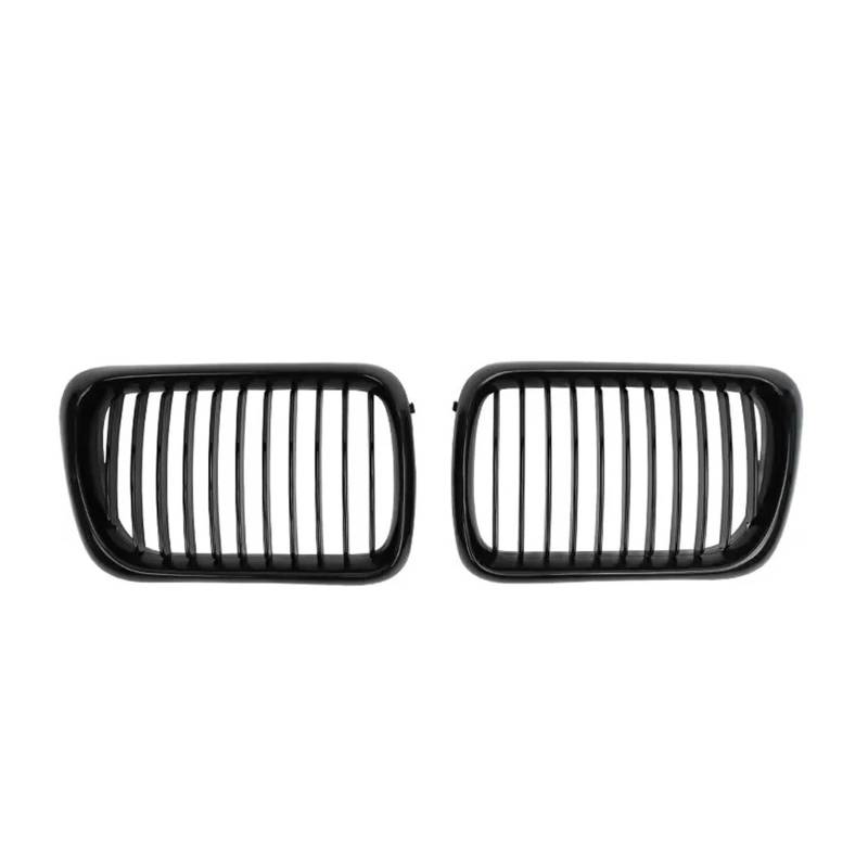 Front Kühlergrille 2X Double Line Style Car Front Racing Kindey Gitter Für E36 Für LCI 1996 1997 1998 1999 Für M3 Glänzend Schwarz Dual Lamellen Obergitter Auto Front Gitter(Single-Glossy Black) von Drkxdt