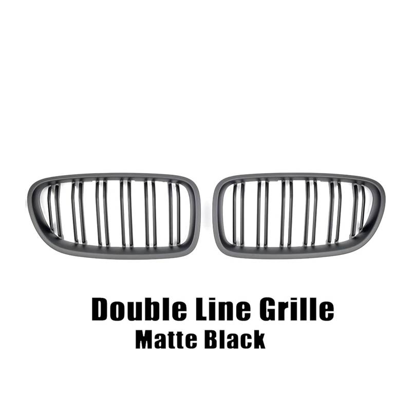 Front Kühlergrille All Black Double Line Style Frontstoßstangengrill Für 5er Für F10 Für F11 Für F18 2010 2011–2017 Für 528i Für 535i Diamond Style Racing Grill Auto Front Gitter(Double-Matte Black) von Drkxdt