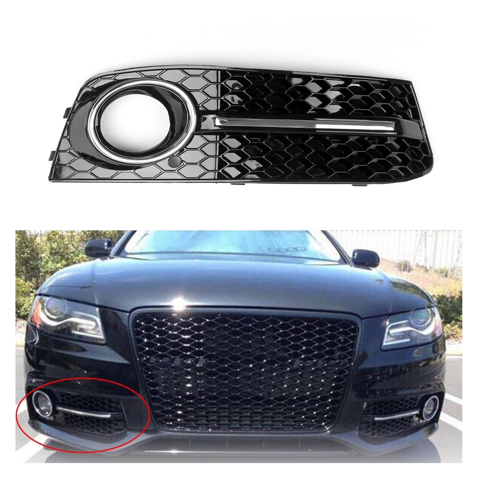 Front Kühlergrille Auto Front Kühlergrills Für A4 Für B8 2009 2010 2011 2012 Auto Front Stoßstange Nebel Licht Kamm Gitter Grill ABS Grille Auto Teile Auto Front Gitter(Recht) von Drkxdt