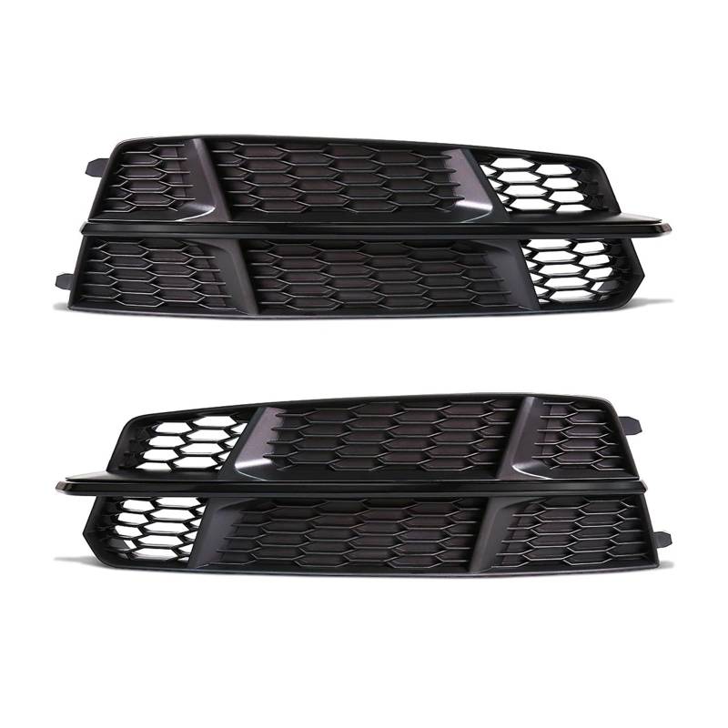 Front Kühlergrille Auto Front Stoßstange Licht Abdeckung Für A6 Für C7 Für A6L Für S-Linie 2015 2016 2017 2018 Nebel Lampe Honeycomb Hex Grill 4G0807681AN Auto Front Gitter(Black Pair) von Drkxdt