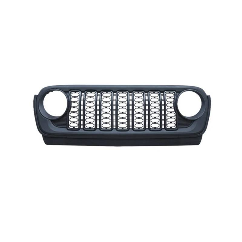 Front Kühlergrille Auto-Frontkühlergitter 1 Stück Schwarzes ABS 2024 Kühlergrill Frontgrill Für Jeep Für Wrangler Für JL 2018+ Auto Front Gitter(No Camera Hole) von Drkxdt