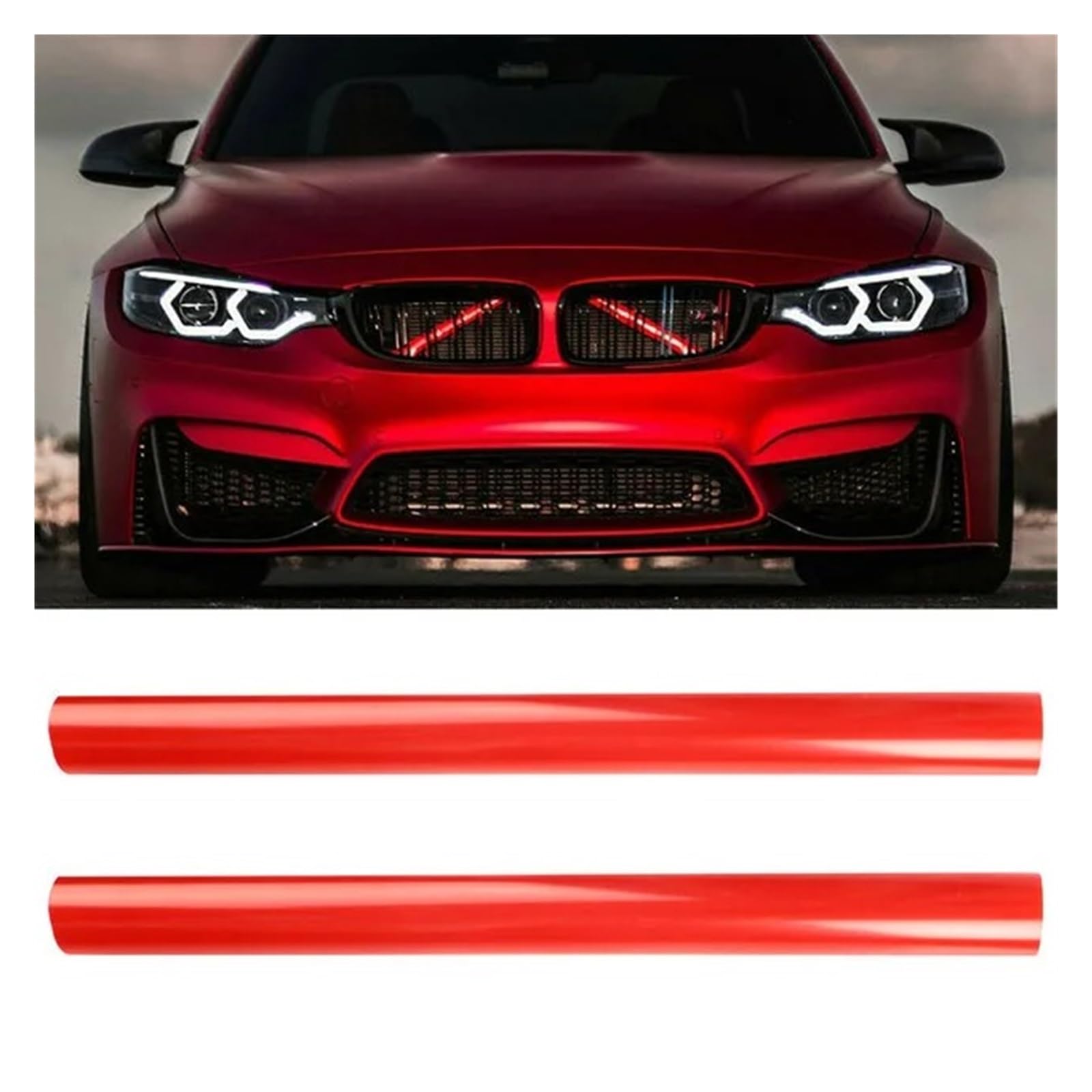 Front Kühlergrille Auto Grill Bar Front Grille Trim Streifen Abdeckung Rahmen Aufkleber Für F30 Für F10 Für F20 Für F11 Für F31 Für F07 Für F32 Für F33 Für F34 Für F36 Auto Front Gitter(E-Red) von Drkxdt