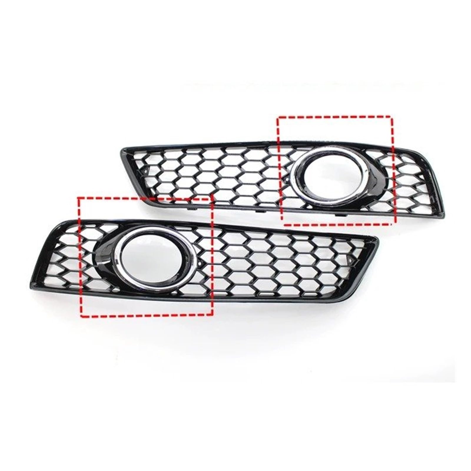 Front Kühlergrille Auto Kühlergrill Abdeckung Grille Für A3 Für 8P 2009 2010 2011 2012 2013 Honeycomb Mesh Nebel Licht Kit Glänzend Chrom 8P0807682D Auto Zubehör Auto Front Gitter(Chrome Silver) von Drkxdt