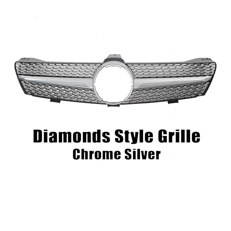 Front Kühlergrille Chrome Black Diamonds Style Frontstoßstangengrill Für Für Benz Für CLS-Klasse Für W219 Für CLS350 Für CLS500 2005 2006 2007 2008 Auto Front Gitter(Diamonds-Silver) von Drkxdt