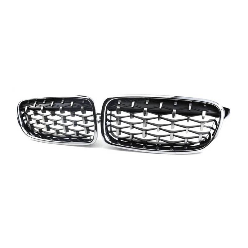 Front Kühlergrille Diamond Frontstoßstange Nierengrill Doppellamellen Racing Sport Grille Für 3er Serie Für F30 Für F31 Für F35 2011 2012 2013 2014-2019 Autozubehör Auto Front Gitter(Sliver) von Drkxdt