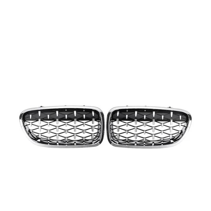 Front Kühlergrille Diamond Style Auto-Frontgrill Für 5er Für F10 Grill Für F11 Für F18 2010 2011 2012 2013-2017 Glänzend Schwarzer Renngrill Auto-Styling-Zubehör Auto Front Gitter(Full Sliver) von Drkxdt