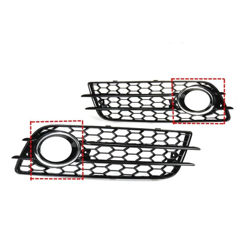 Front Kühlergrille Front Stoßstange Nebel Licht Lampe Kühlergrill Grill Abdeckung Mesh Für A4 Für B8 Für S-Linie Für S4 2008 2009 2010 2011 2012 Honeycomb Grille Auto Front Gitter(Chrome Silver) von Drkxdt