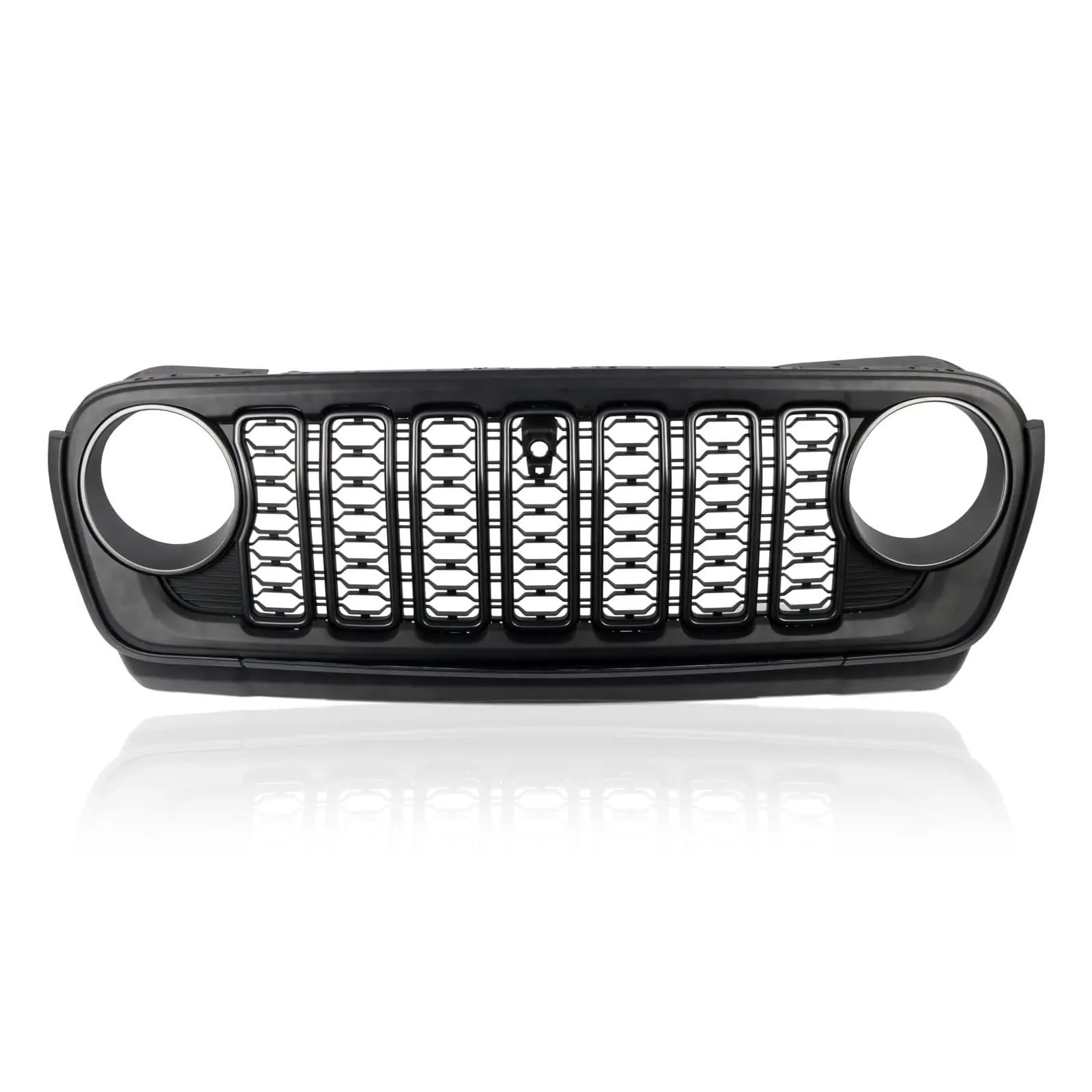 Front Kühlergrille Frontgrillgitter Grillschutz Mit Kameraloch Für Jeep Für Wrangler Für JL 2018 2019 2020 2021-2024 Gladiator ABS Matt Blackout 20. Jubiläumsstil Auto Front Gitter von Drkxdt