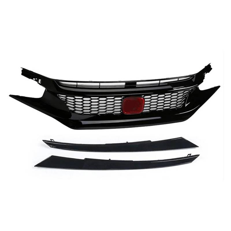 Front Kühlergrille Fronthaubengrill Racing Stoßstangengrill Außenzubehör Für Civic 10. 2016 2017 2018 2019 2020 2021 Schwarzer Ansauggrill Auto Front Gitter(2016-2018 Red-B) von Drkxdt