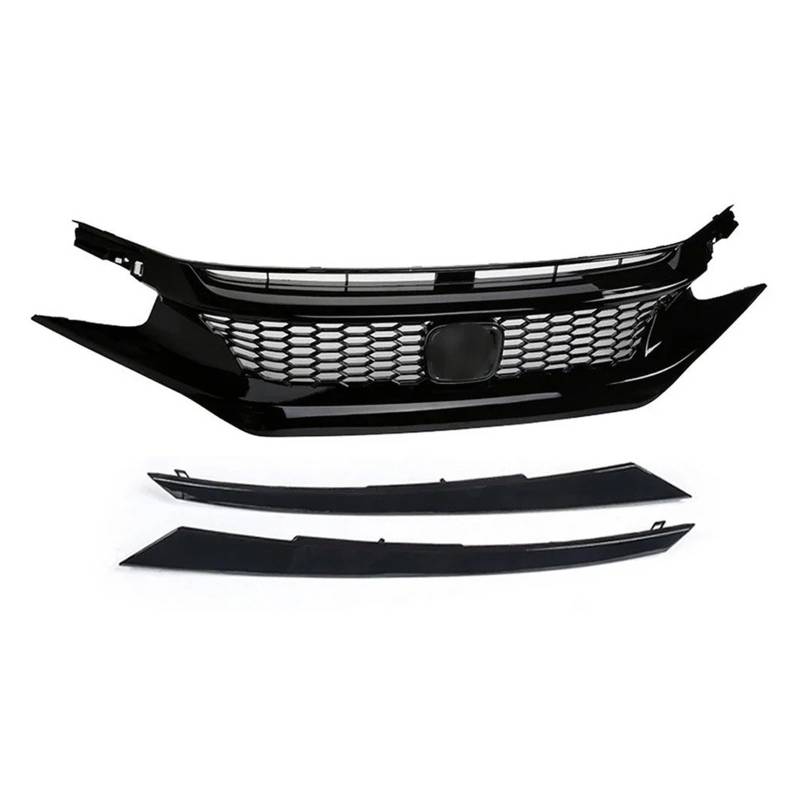 Front Kühlergrille Fronthaubengrill Racing Stoßstangengrill Außenzubehör Für Civic 10. 2016 2017 2018 2019 2020 2021 Schwarzer Ansauggrill Auto Front Gitter(2021 Black-B) von Drkxdt