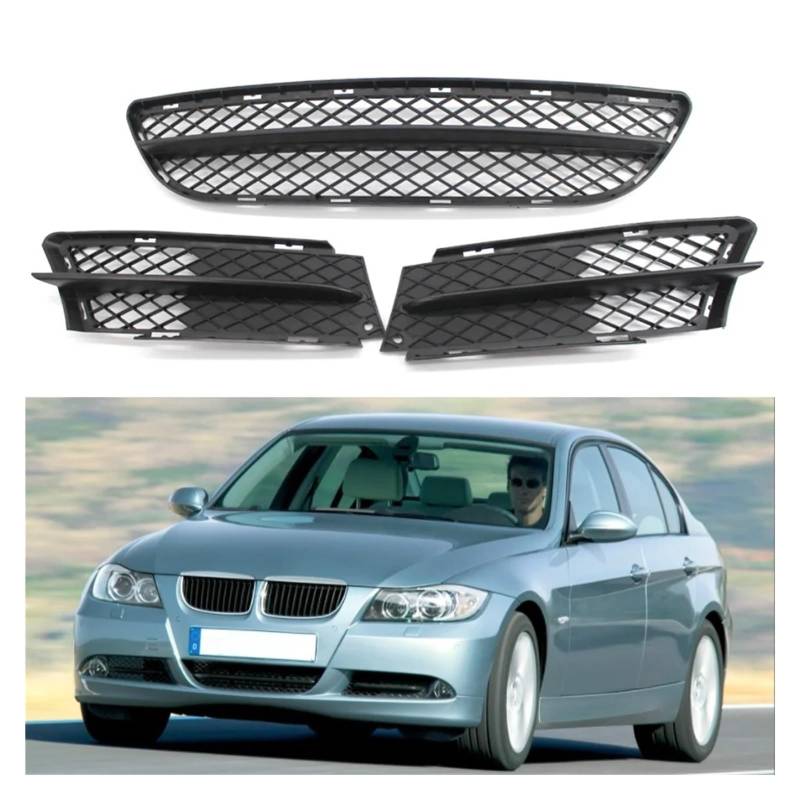 Front Kühlergrille Frontschürze Unterer Kühlergrill Luftstrom Außengrill Mittelgrill Abdeckung Trim Für 3er Für E90 Limousine 2005 2006 2007 2008 Auto Front Gitter(3 Set) von Drkxdt