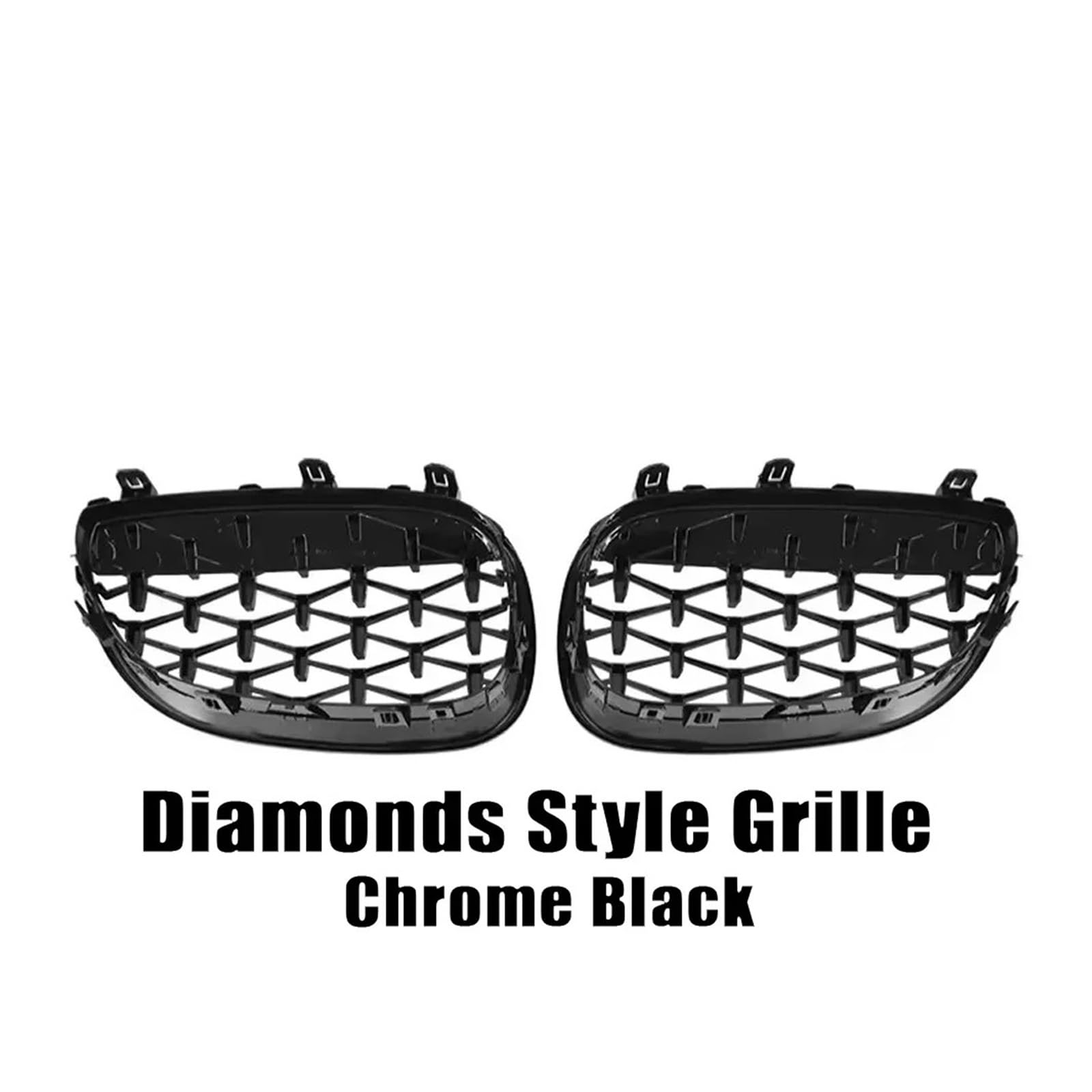 Front Kühlergrille Frontstoßstange Chrom-Diamanten-Stil Für 5er Für E60 Für E61 Für M5 Für 325i 2004 2005 2006 2007 2008 2009 Lamellengitter Im Single-Line-Stil Auto Front Gitter(Diamond-Chrome Black) von Drkxdt