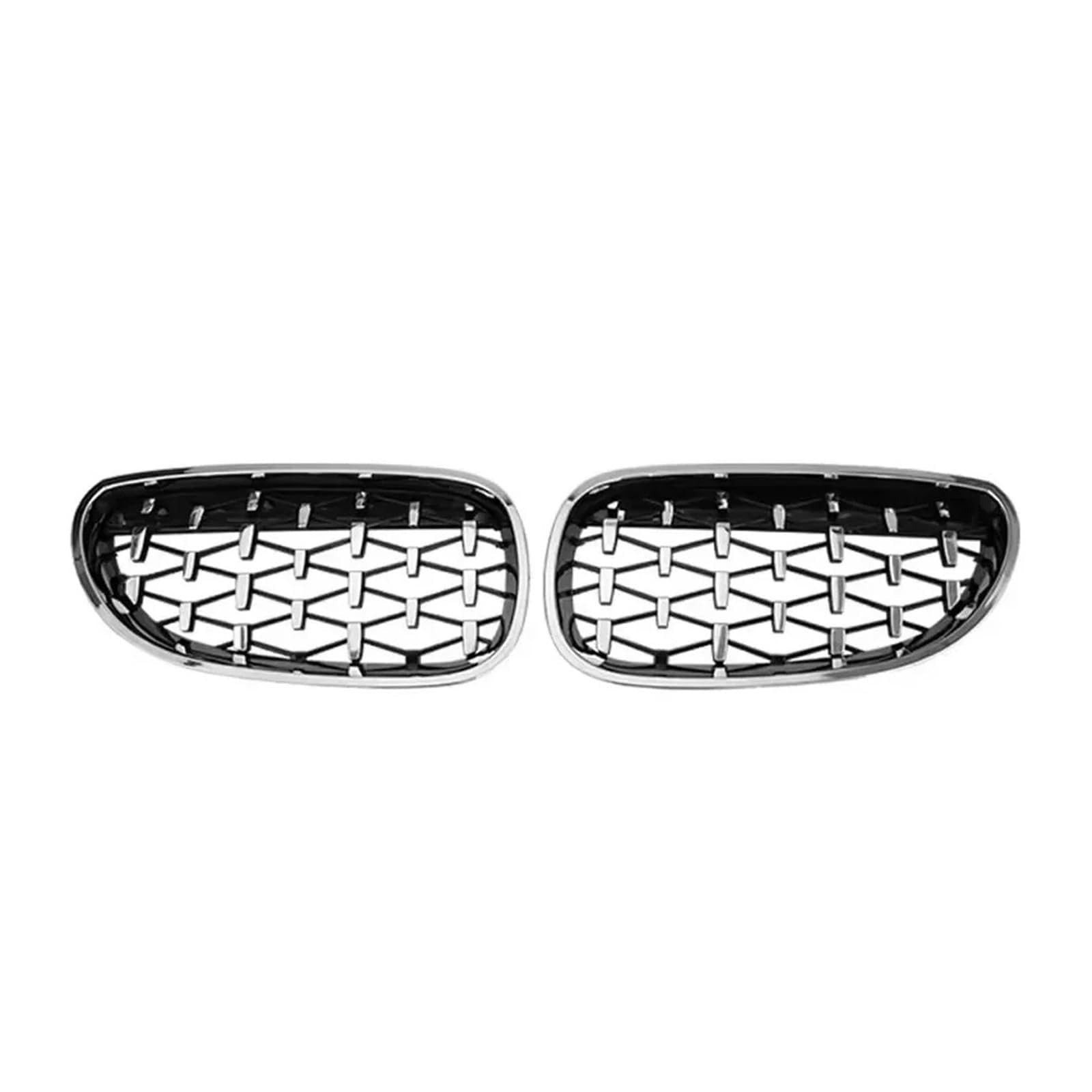 Front Kühlergrille Frontstoßstange Chrom-Diamanten-Stil Für 5er Für E60 Für E61 Für M5 Für 325i 2004 2005 2006 2007 2008 2009 Lamellengitter Im Single-Line-Stil Auto Front Gitter(Diamond-Silver) von Drkxdt