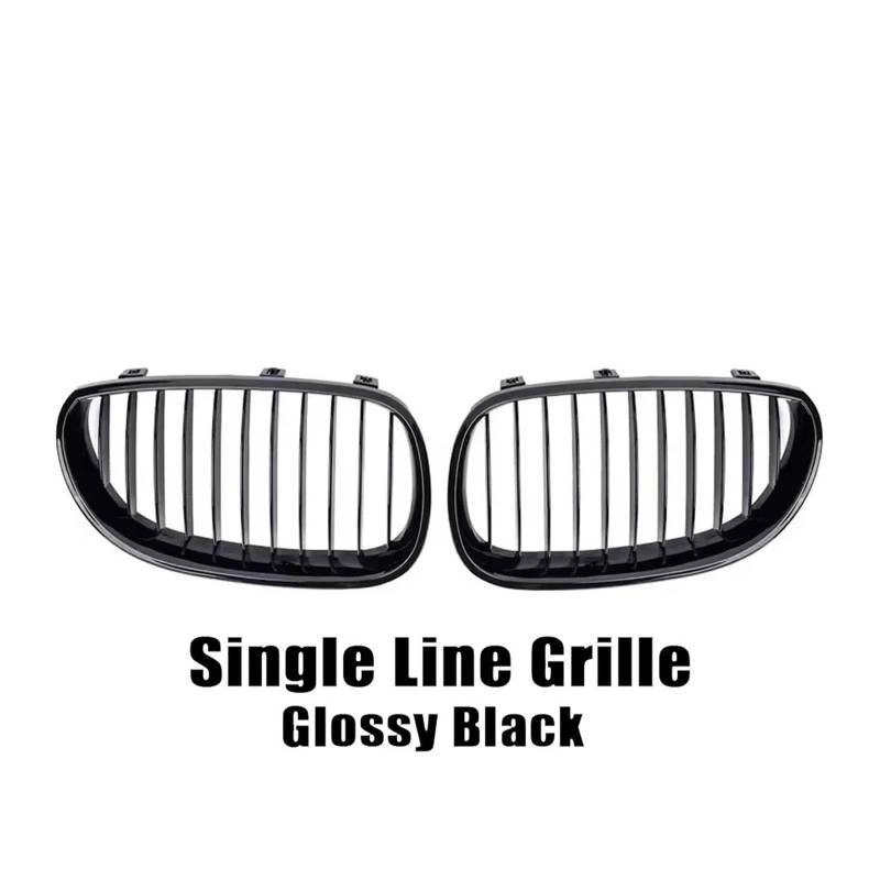 Front Kühlergrille Frontstoßstange Chrom-Diamanten-Stil Für 5er Für E60 Für E61 Für M5 Für 325i 2004 2005 2006 2007 2008 2009 Lamellengitter Im Single-Line-Stil Auto Front Gitter(Single-Glossy Black) von Drkxdt