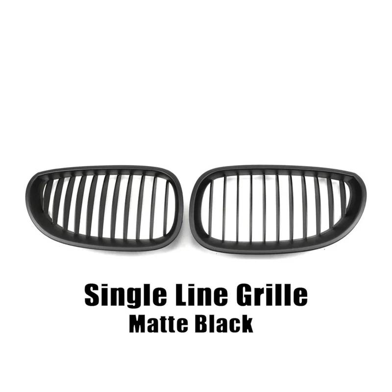 Front Kühlergrille Frontstoßstange Chrom-Diamanten-Stil Für 5er Für E60 Für E61 Für M5 Für 325i 2004 2005 2006 2007 2008 2009 Lamellengitter Im Single-Line-Stil Auto Front Gitter(Single-Matte Black) von Drkxdt