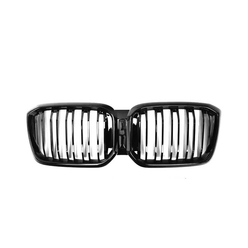 Front Kühlergrille Frontstoßstangengitter Für X3 Für G01 Für X4 Für G02 2022-IN Glanz-Einzellinien-Stil Matt-Renngitter Auto Front Gitter(Double-Glossy Black) von Drkxdt