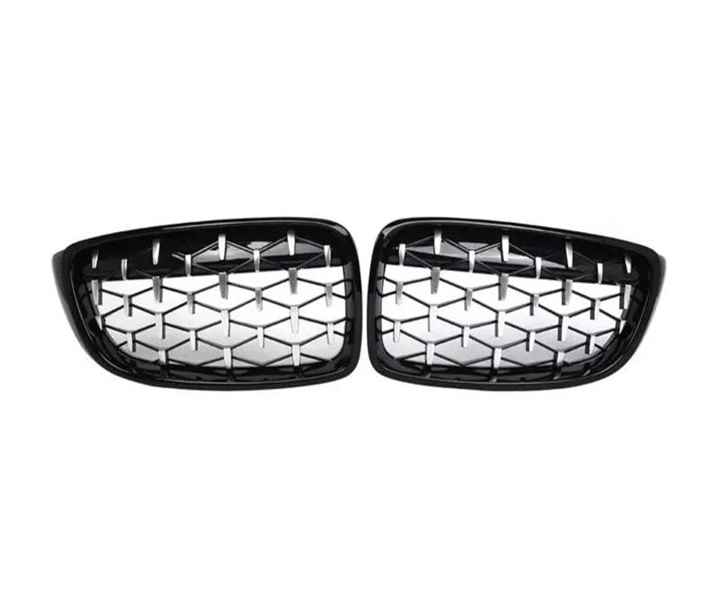 Front Kühlergrille Für 2013 2014 2015 2016 2017 2018 Für 4er Für F32 Für F33 Für F36 Für F80 Für F82 Carbonfaser-Look Auto-Frontnieren-Lamellen-Stil-Grill Auto Front Gitter(Meteor Bright Black) von Drkxdt