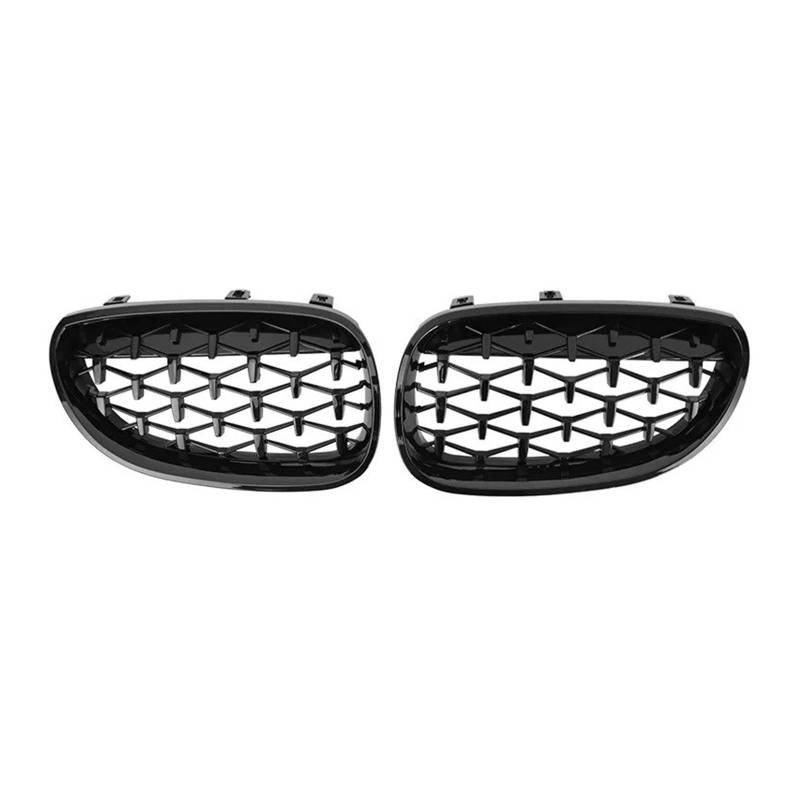 Front Kühlergrille Für E60 Für E61 Für 550i Für 535i Diamond Car Front Bumper Grille Nieren Racing Grill 2004 2005 2006-2009 Grille Black Frame Silver Grills Auto Front Gitter(Schwarz) von Drkxdt