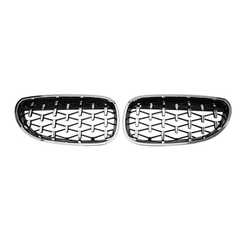 Front Kühlergrille Für E60 Für E61 Für 550i Für 535i Diamond Car Front Bumper Grille Nieren Racing Grill 2004 2005 2006-2009 Grille Black Frame Silver Grills Auto Front Gitter(Silber) von Drkxdt