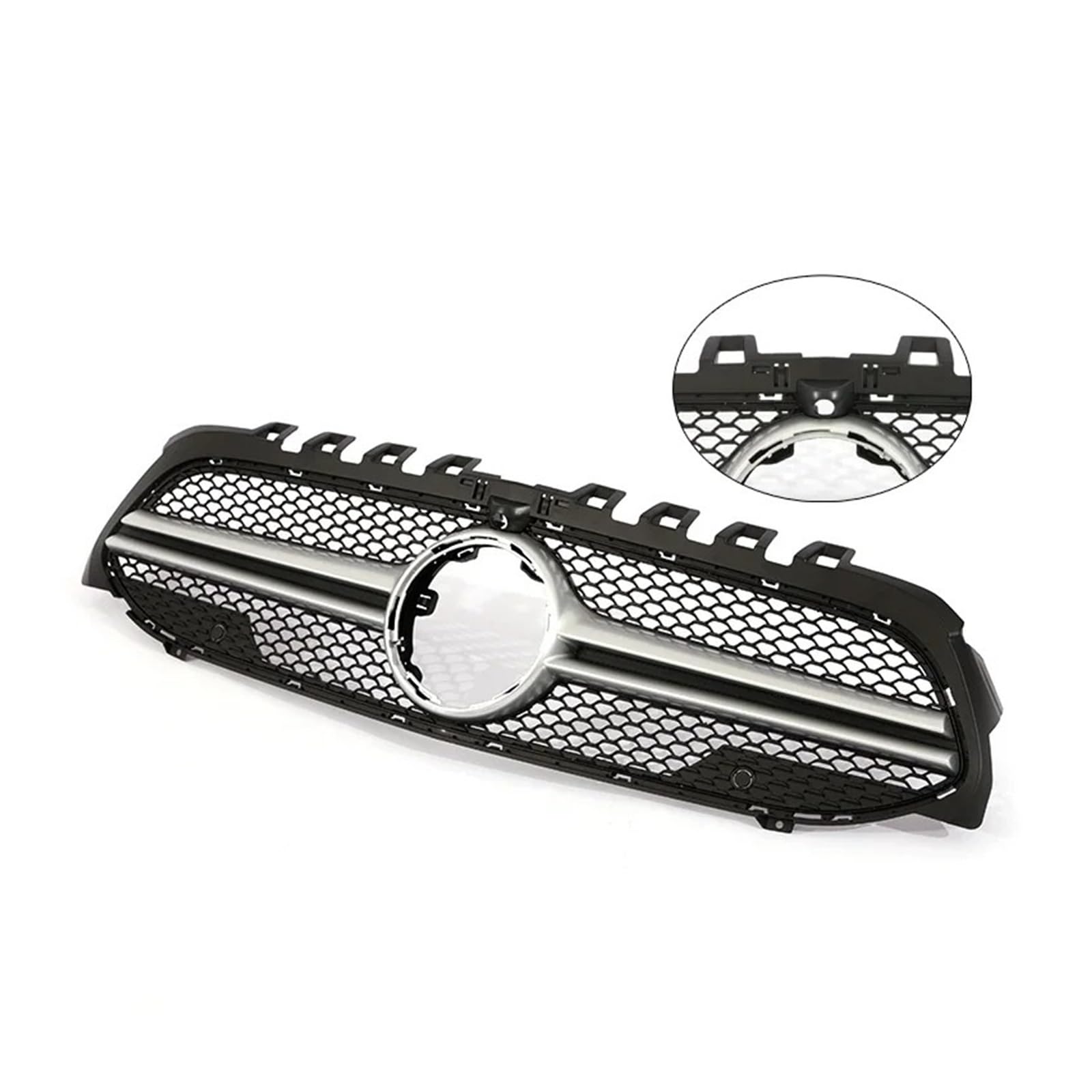 Front Kühlergrille Für Für Benz Für EINE Klasse Für V177 Für W177 2019 2020 2021 2022 Frontschürze Für A35 Für A45 Schwarz Chorme Grille Für A200 Für A180 Auto Front Gitter(AMG Silver W Cam) von Drkxdt