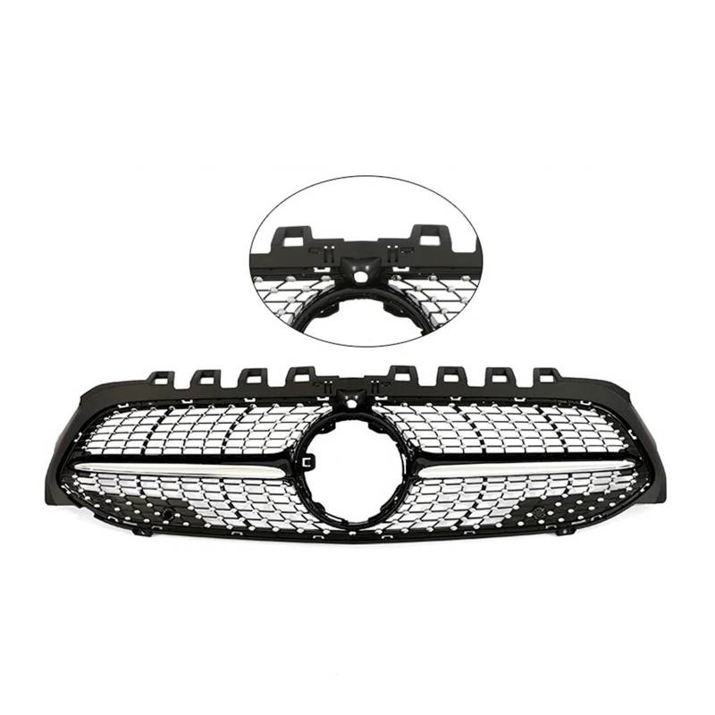 Front Kühlergrille Für Für Benz Für EINE Klasse Für V177 Für W177 2019 2020 2021 2022 Frontschürze Für A35 Für A45 Schwarz Chorme Grille Für A200 Für A180 Auto Front Gitter(Diamond Black W Cam) von Drkxdt