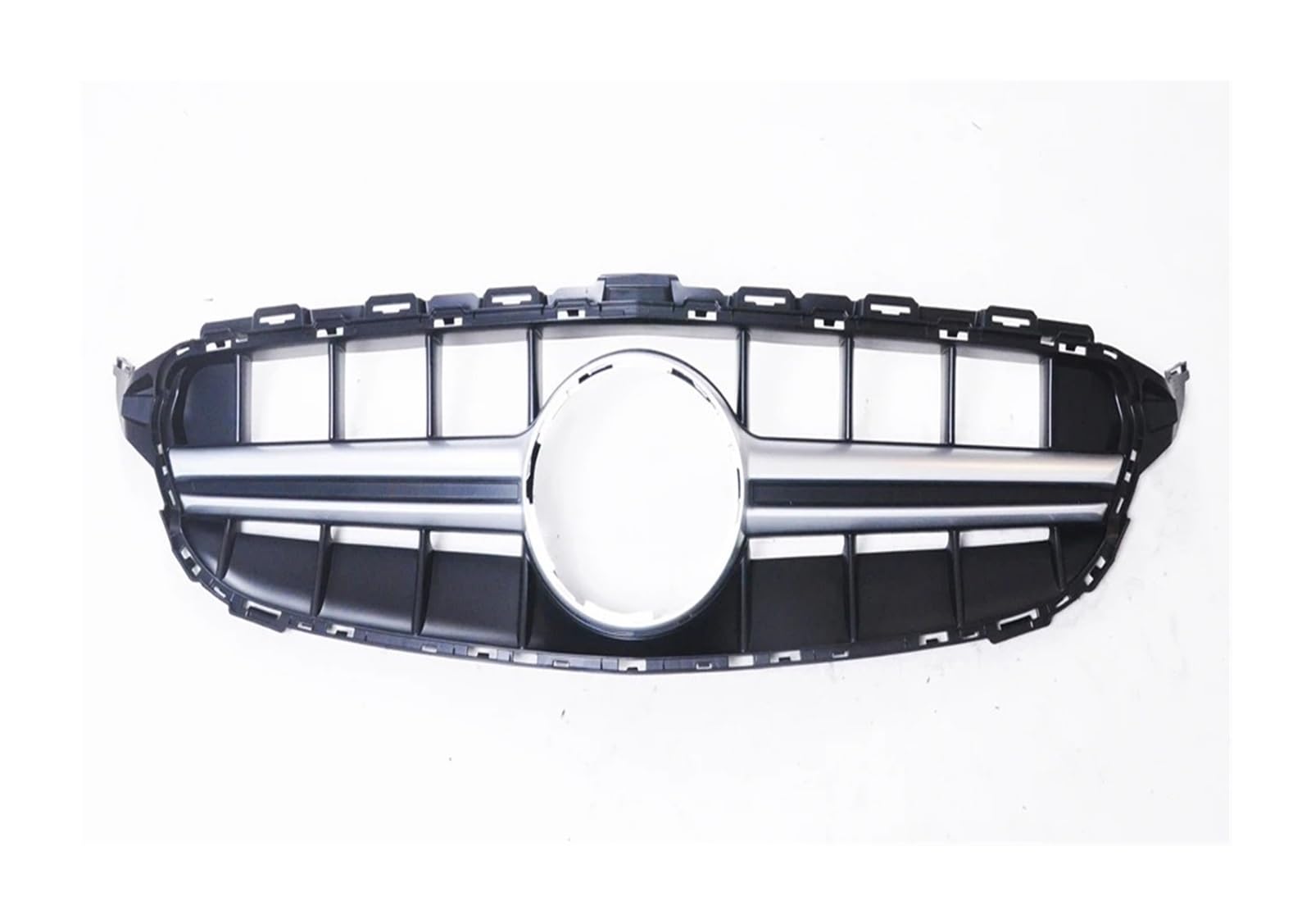 Front Kühlergrille Für Für Benz Für W205 Für C180 Für C200 Für C250 Für C300 Für C350 Für C43 Grill Für E63 Stil Frontgrill Obere Stoßstange Haube Mesh Grid Auto Front Gitter(Silber) von Drkxdt