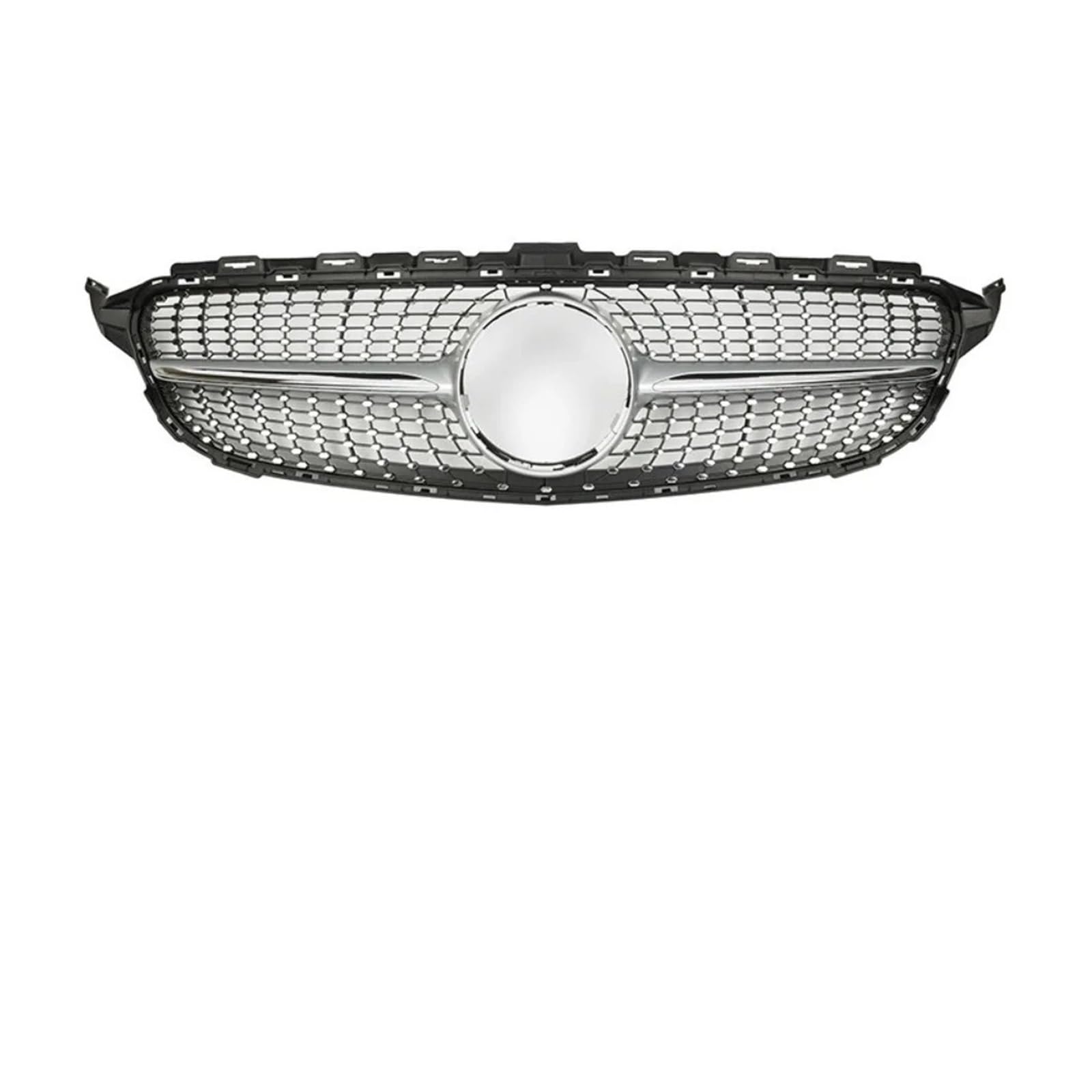 Front Kühlergrille Für Mercedez Für Benz Für W205 2014 2015 2016 2017 2018 Für C180 Für C200 Für C250 Diamant Front Einlass Grille Kühler Grill Mittleren Mesh Auto Front Gitter(Silver2) von Drkxdt