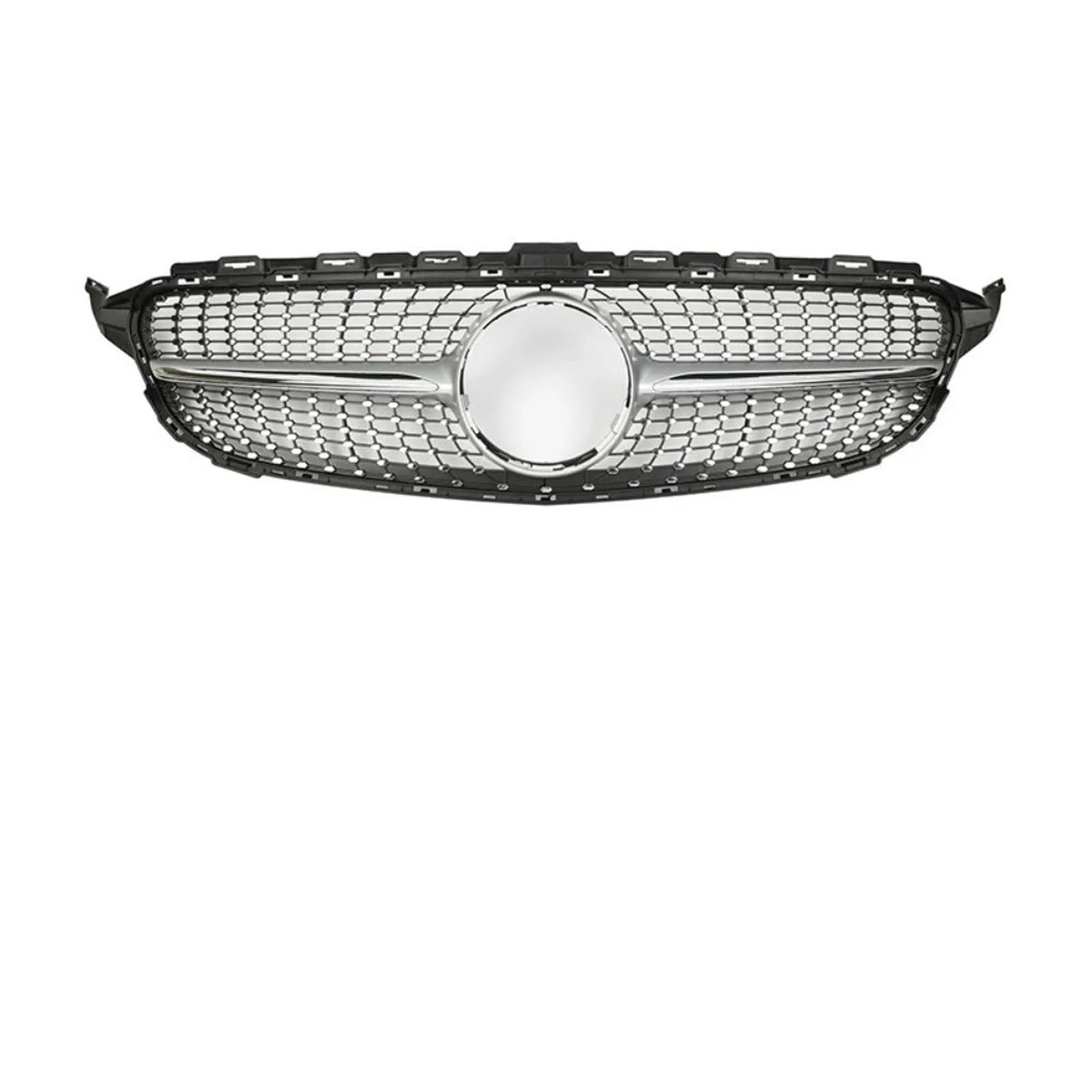 Front Kühlergrille Für Mercedez Für Benz Für W205 2014-2018 Für C180 Für C200 Für C250 Diamant Grill Front Mesh Grille Auto Teil Grille Frontschürze Gril Auto Front Gitter(Silber) von Drkxdt