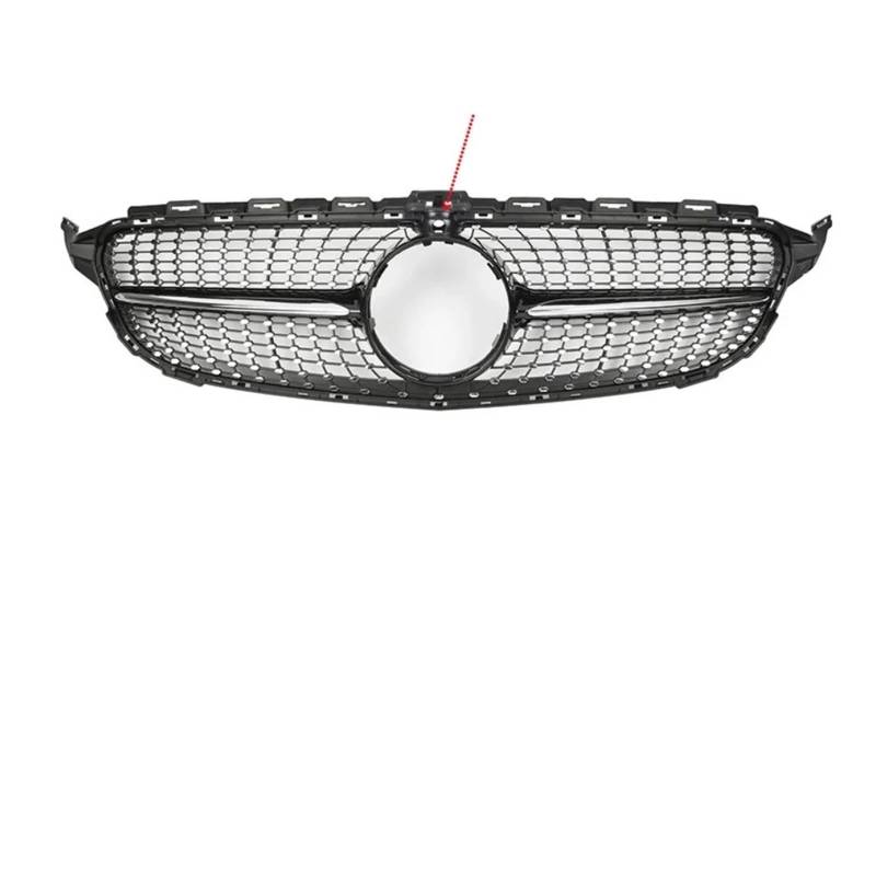 Front Kühlergrille Für Mercedez Für Benz Für W205 2014-2018 Für C180 Für C200 Für C250 Diamant Grill Front Mesh Grille Auto Teil Grille Frontschürze Gril Auto Front Gitter(with Camera Hole1) von Drkxdt