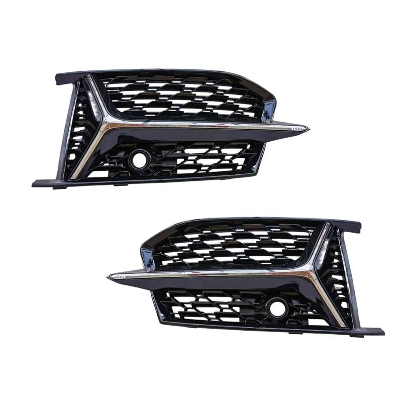 Front Kühlergrille Glänzend Schwarze Auto-Frontstoßstangengrill-Grillabdeckung Für S6 Für A6 Für C8 Für RS6 Für S-Line Honeycomb Nebelscheinwerfer-Lünettenabdeckung Auto Front Gitter(Chrom) von Drkxdt