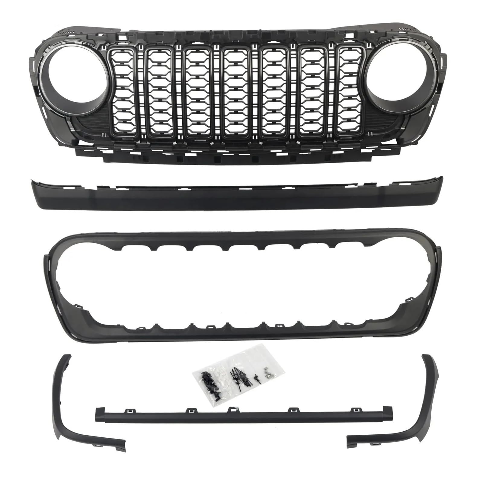 Front Kühlergrille Kühlergrill Gitter Grill Schutz Für Jeep Für Wrangler Für JL 2018 2019 2020 2021 2022 2023 2024 Für Gladiator ABS Blackout Kein Kamera Loch Auto Front Gitter von Drkxdt