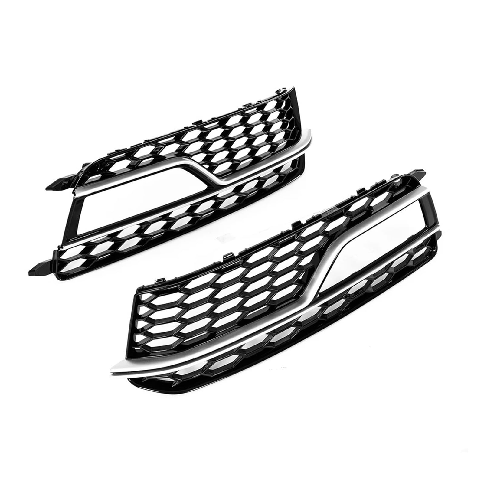 Front Kühlergrille Nebelscheinwerferrahmen Grill Mesh Lünette Glänzend Schwarz Wabenloch Panel Nebelscheinwerfer Surround-Abdeckung Passend Für A5 Für S-Line Für S5 Auto Front Gitter(Chrome Trim Strip von Drkxdt