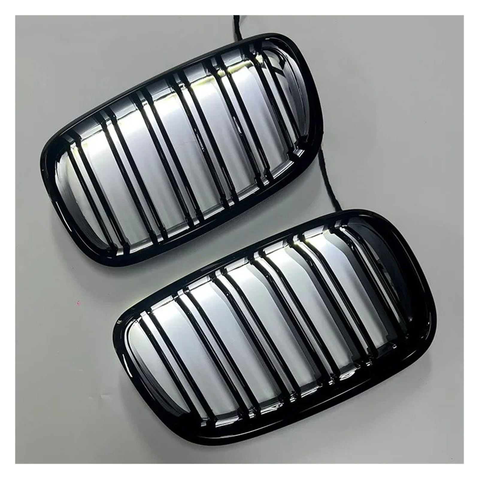 Front Kühlergrille Passend Für X5 Für E70 2007-2013 Für X6 Für E71 Für E72 2008-2014 Autozubehör Autostil Glänzend Schwarzer Frontnieren-Doppellamellengrill Auto Front Gitter(2) von Drkxdt