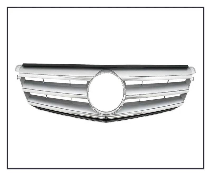 Front Kühlergrille Renngrills Für Für Benz Für C-Klasse Für W204 2008 2009 2010–2014 Für C180 Für C250 Für C350 Frontstoßstangengrill Kühlergrill Auto Front Gitter(Sport Silver) von Drkxdt