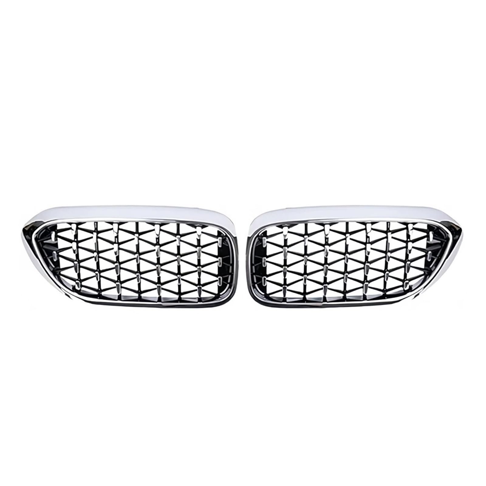 Front Kühlergrille Vordere Nierengitter Für 5er-Serie Für G30 Für G31 Für G38 Für 530i Für 540i Für 550i 2017 2018 2019 2020 Diamant-Stil Doppellamellengitter Auto Front Gitter(Diamond-Silver) von Drkxdt