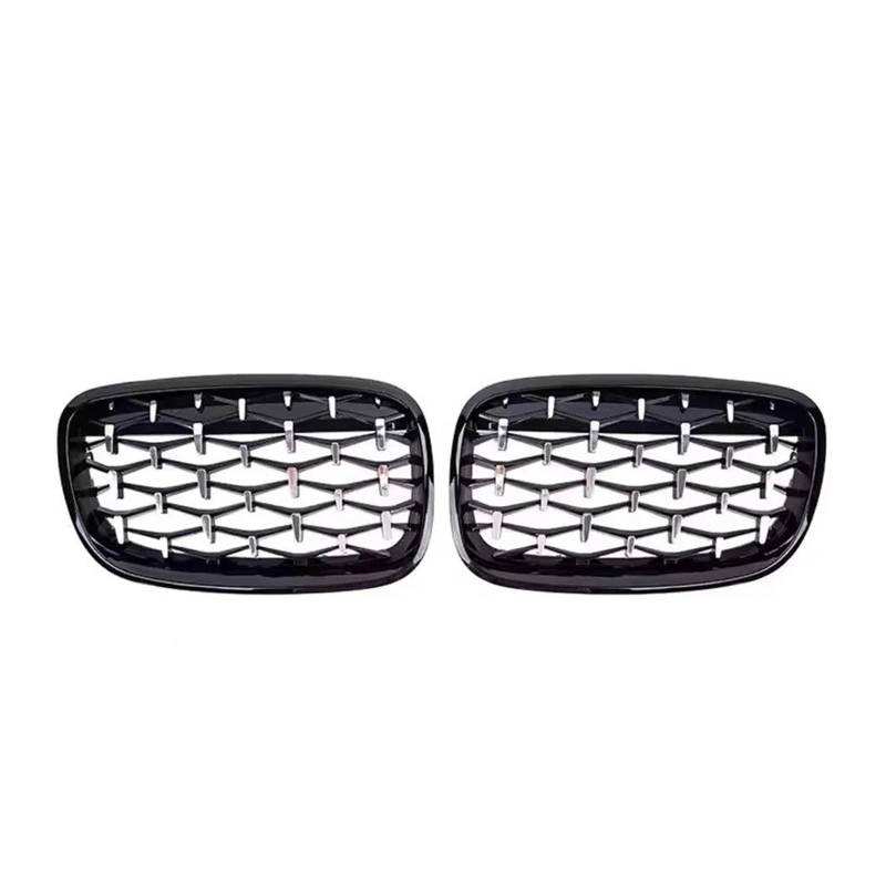 Front Kühlergrille Vordere Obere Gitter Für X5 Für E70 Für X6 Für E71 2007 2008 2009 2010 2011 2012 2013 2014 Schwarzes Doppellinien-Renngrill-Zubehör Auto Front Gitter(Diamond-Chrome Black) von Drkxdt