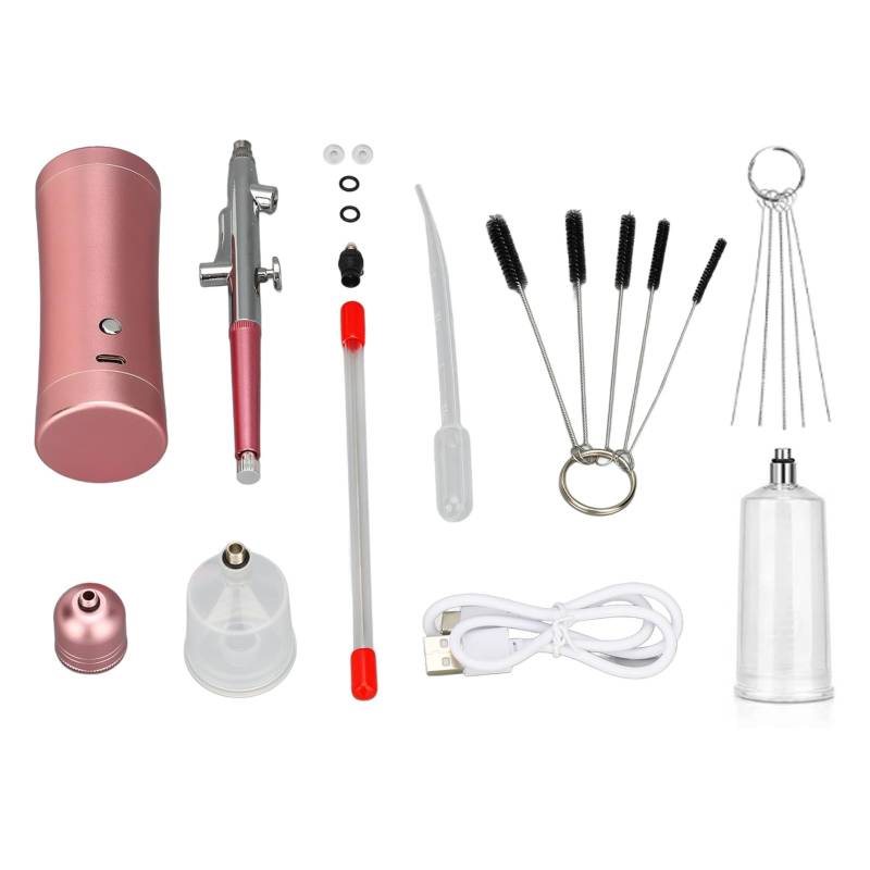 Dsacxixai Airbrush-Set mit Airbrush-Kompressor, Nagel-Charms, kabellose Air-Bürste, 3 Geschwindigkeiten für Friseur, Nagelkunst, Kuchendekoration, Make-up, Modellmalerei von Dsacxixai